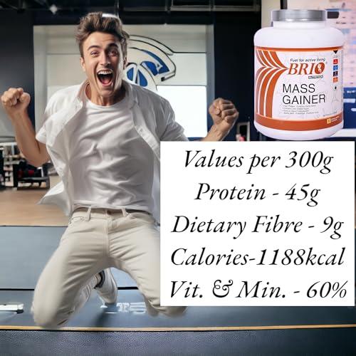 BRIO NUTRITION BRIO NUTRITION Mass Gainer - High Protein Complex Carbs Blend With Easy To Digest Formula. Chocolate Flavour - 3 Kg Pack