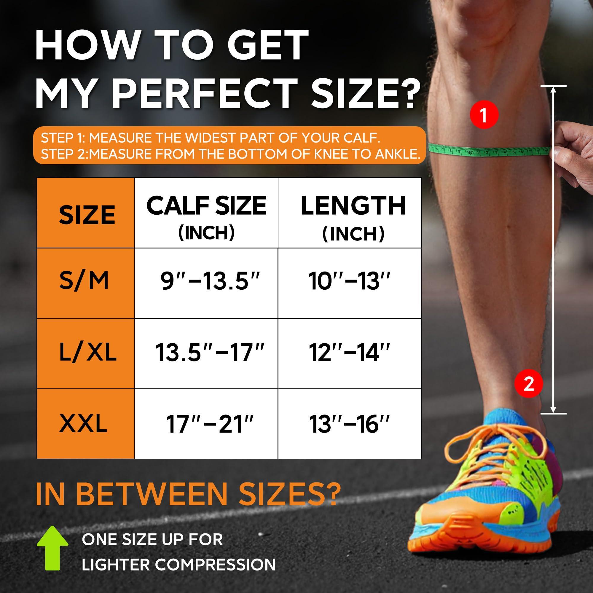 NEWZILL NEWZILL Calf Compression Sleeve for Men & Women | Footless Compression Socks for Shin Splint Relief, Varicose Veins | Leg Sleeve for Running, Travel, Nursing, Work, Fitness (L/XL i-White/Grey 1Pair)