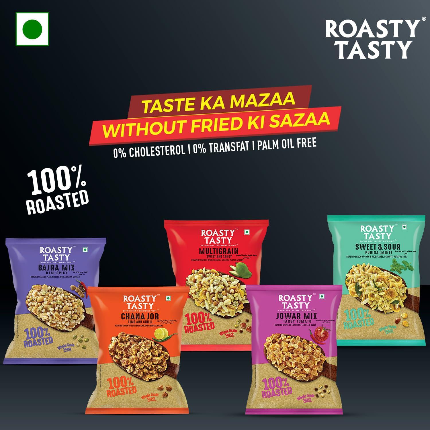 Roasty Tasty Roasty Tasty Roasted Snacks Millet Namkeen Combo - Palm Oil Free - Trans-fat-free Snacks - Non Fried Diet Mixture Items - Healthy Snacks Made with Millets Combo Value Pack - 200g each x 5 flavours - 1kg value pack