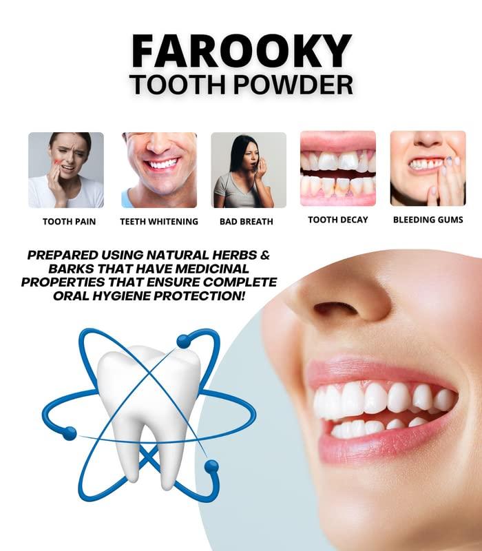 Farooky Farooky Tooth Powder 40 Grams (Pack Of 4) | Herbal Ayurvedic Charcoal Toothpowder Manjan For Complete Oral Care, Teeth Whitening & Tooth Decay By Zinda Tilismath