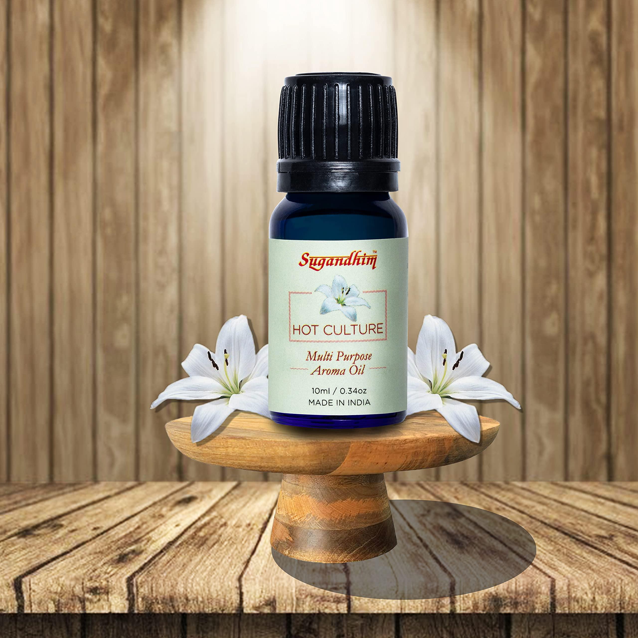 Sugandhim Sugandhim Multipurpose Aroma Oil Hot Culture, 1 x 10ml, Natural Oil, Imparts Freshness In Bedroom Living Room Study Office & Other Spaces,