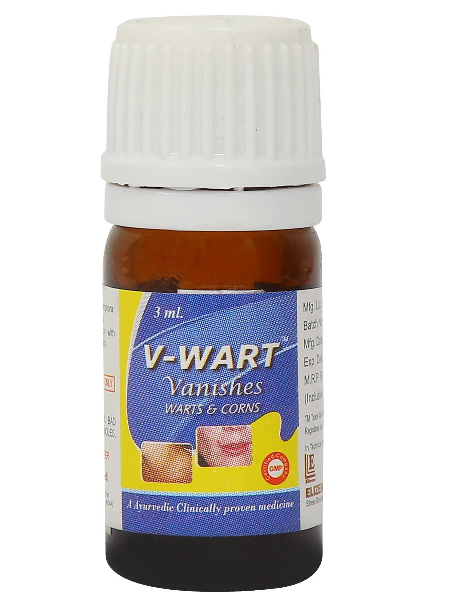 VWART VANISHES WARTS &CORNS V-Wart Remover Liquid Rapidly Eliminates Both Plantar and Common Warts | Advanced Natural Formula | massa remover Liquid Form for skin | skin tag remover | Instant Wart remover Liquid for wart Free Skin for man or women with Wooden Applicator- (3 ML)