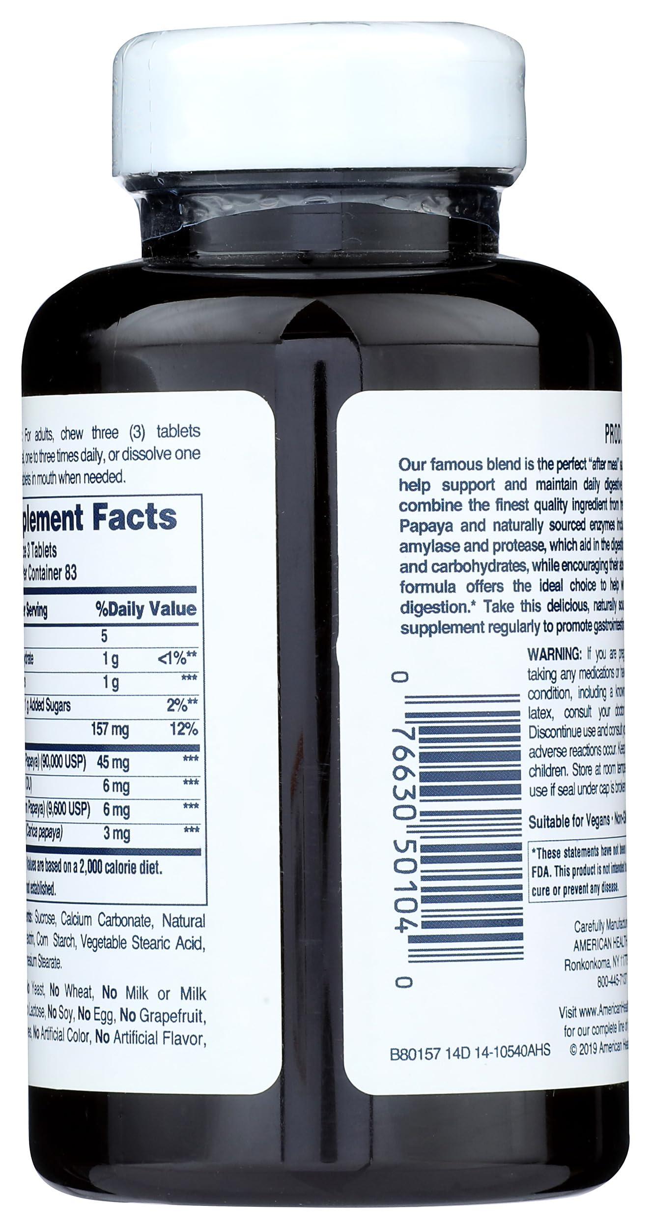 American Health American Health Original Papaya Enzyme Chewable - 250 Tablets