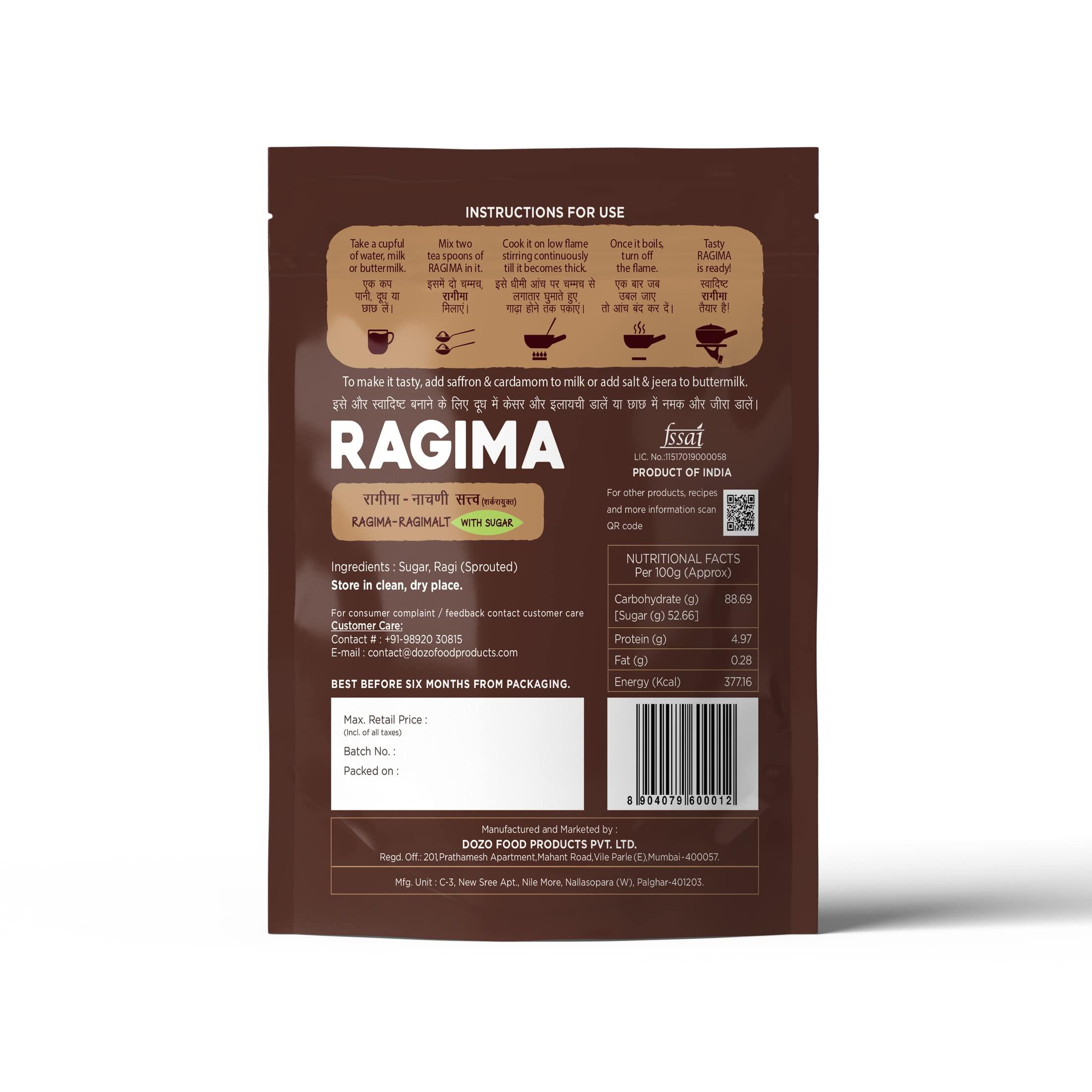 Dozo Food Products RAGIMA Nachani-Satwa Flour with Sugar (200g Each, Pack of 5 PCs)