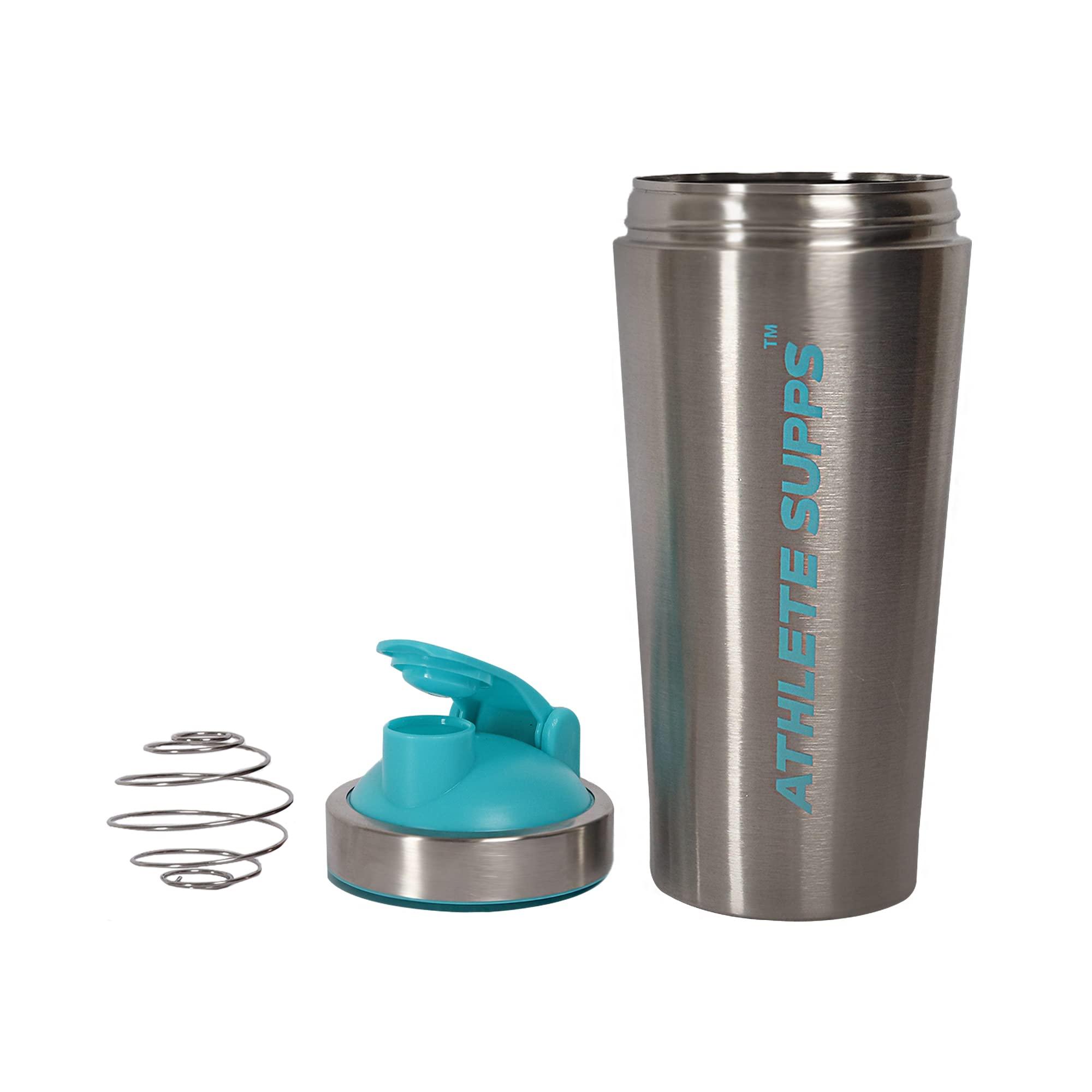 Athlete Supps Athlete Supps Gym Stainless Steel Protein Shaker 750ml with mixing ball Leak Proof Leakproof with Knob Freezer safe Easy to Clean Volume Marking Blue