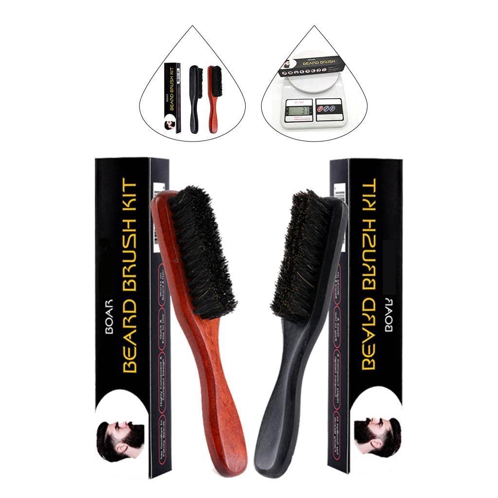 ELBME ELBME Long Handle Beard Brush Comb Soft Bristles Beard Grooming Brush Travel Black