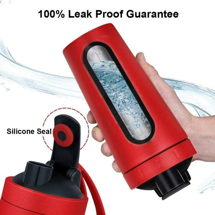 AFITU7 AFITU7 Stainless Steel Protein Shaker Bottle 750 ml, 100% Odorless & Leak-Proof Guarantee, Pre Workout and BCAAs, BPA Free Material Shaker Bottle + Mixing Ball (Red)