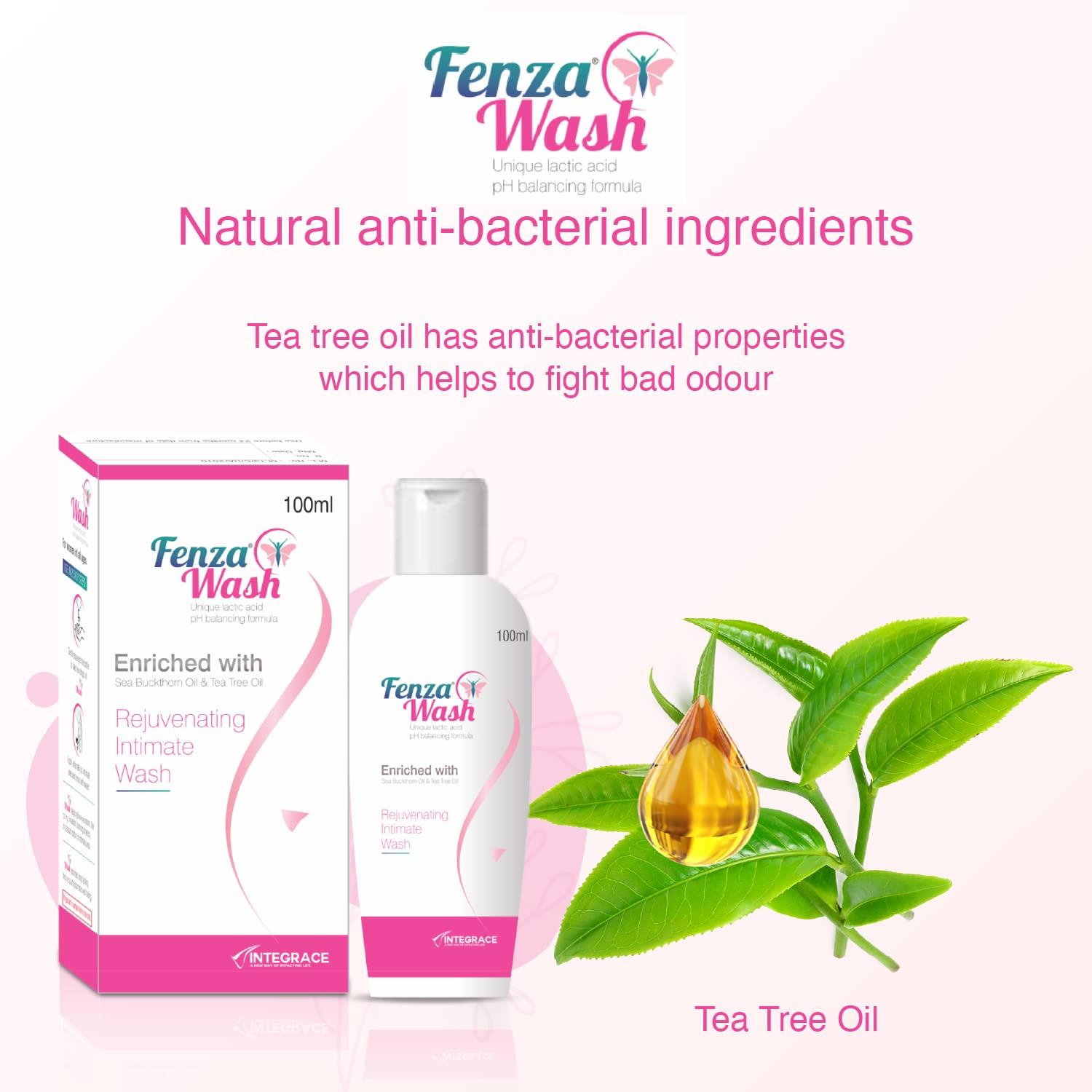 Fenza Fenza Wash Expert Intimate Hygiene Wash, 100 - ml (Pack of 3), Enriched with Tea Tree Oil & Sea Buckthorn Oil, Anti-Bacterial Properties prevents Infections,Itching,Irritation & Dryness.