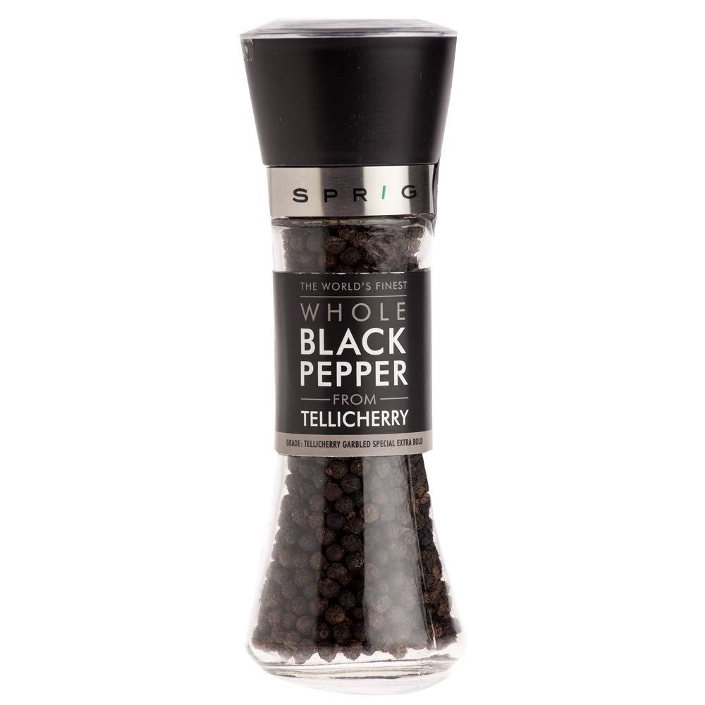 S P R I G Sprig World’s Finest Black Pepper | Tellicherry Black Peppercorns | Black Pepper for Cooking,Seasoning & Finishing|No artificial flavors or colours |100% Natural |High Grade Pepper Grinder Mill,100g