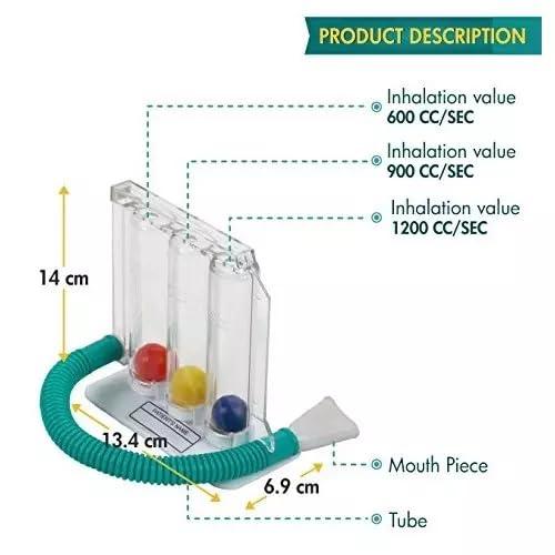 MCP MCP 3 Ball Spirometer | Lung Exerciser | Respiratory Exerciser | Breathing Exercise | Respirometer | Breath Measurement System | Deep Breathing Lung Exerciser | Washable, Hygienic & Detachable- Pack Of 1 ( White )