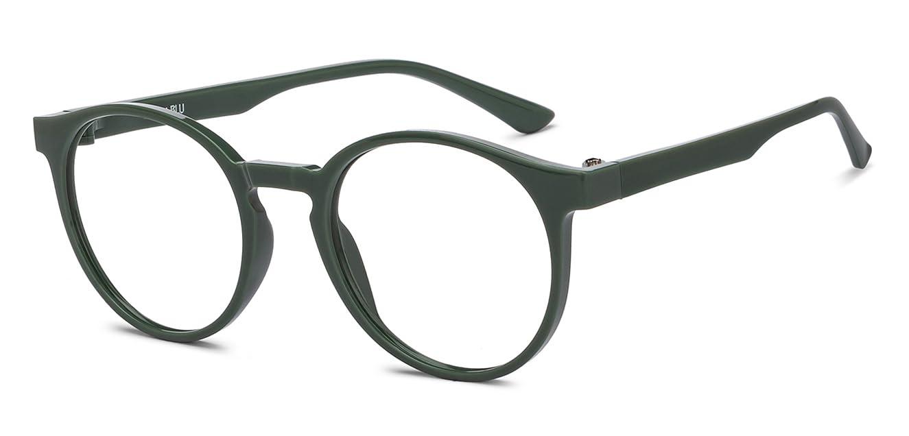 LENSKART BLU LENSKART BLU | Bluecut Computer Eyeglasses | Green Full Rim Round | For Men & Women | Large | LB E14453