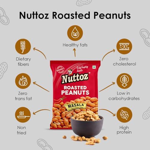 Nuttoz Nuttoz Masala Peanuts Roasted - Spicy Roasted Peanuts (Mungfali) - NonFried Healthy Ready to eat Snacks & Namkeen (pack of 2 x 140 Gm)