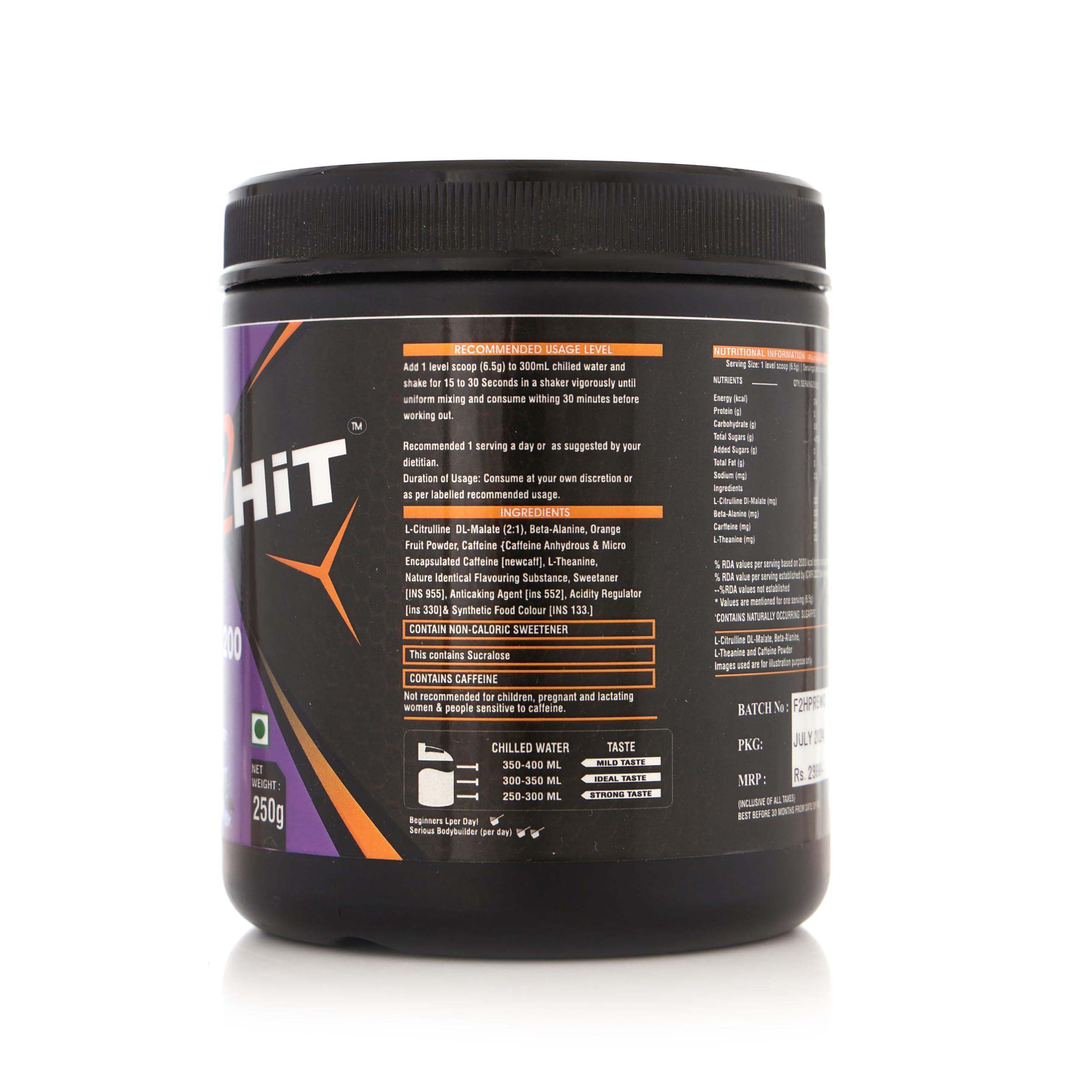 BEFIT2HIT BeFit2Hit Blueberry Flavour Pre Workout Powder - 250gm (Pack of 1) | Caffeine 200mg | Boost Energy | No Additives | 38 Servings
