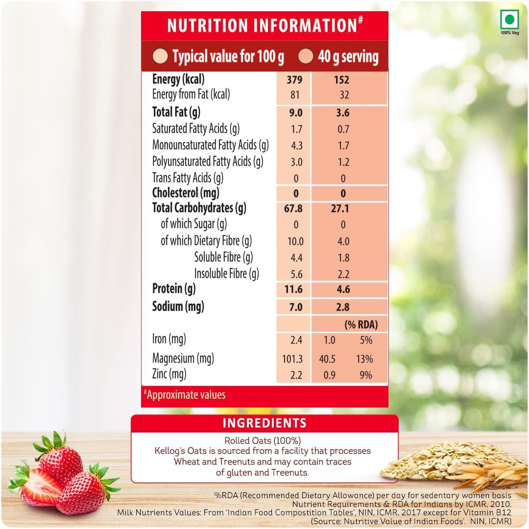 Kellogg's Kellogg's Oats, Rolled Oats, High in Protein and Fibre, Low in Sodium, 1kg Pack