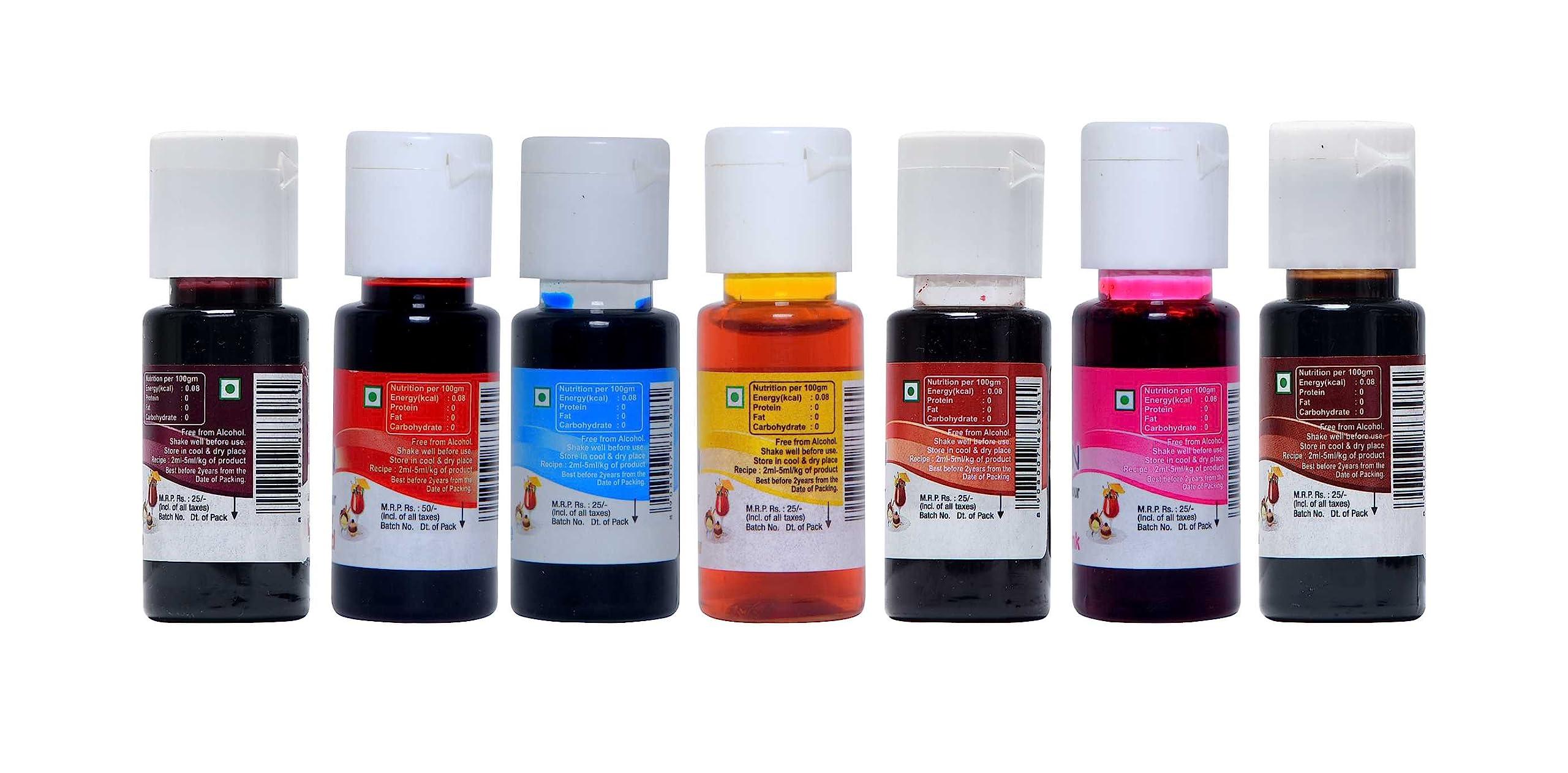 PAPILON FOOD FLAVOURS & COLOURS PAPILON FOOD FLAVOURS & COLOURS Shades Of Liquid Food Color (20 Ml X 7 Bottle)