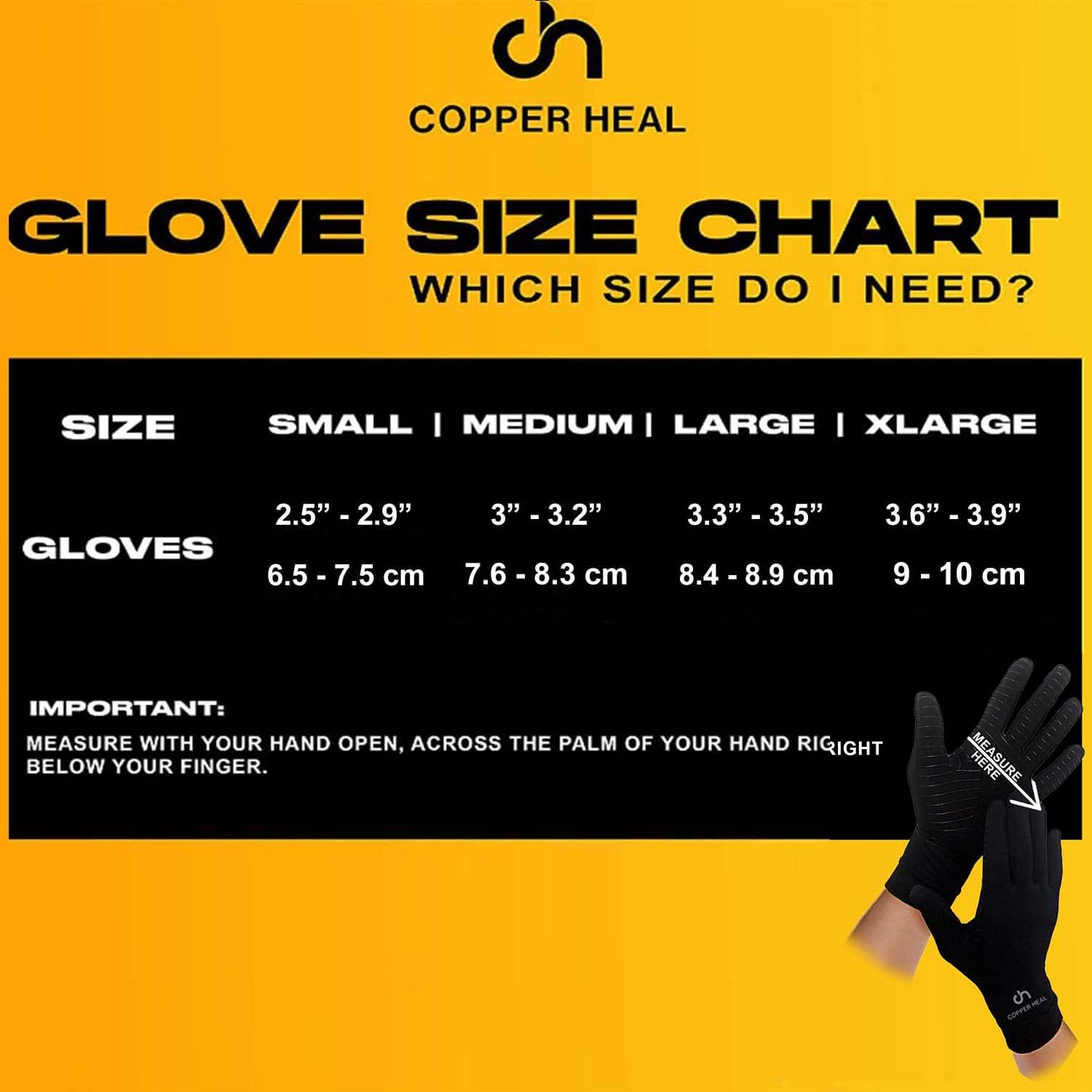 COPPER HEAL COPPER HEAL Arthritis Compression Gloves - Copper Glove for Rheumatoid Arthritis, Carpal Tunnel, RSI , Osteoarthritis & Tendonitis - FULL Finger