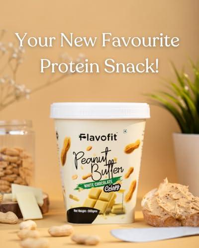 Flavofit Flavofit Crispy White Chocolate Peanut Butter 500g | 24g Protein | Healthy & tasty | Vegan | Cholesterol & Trans fat free