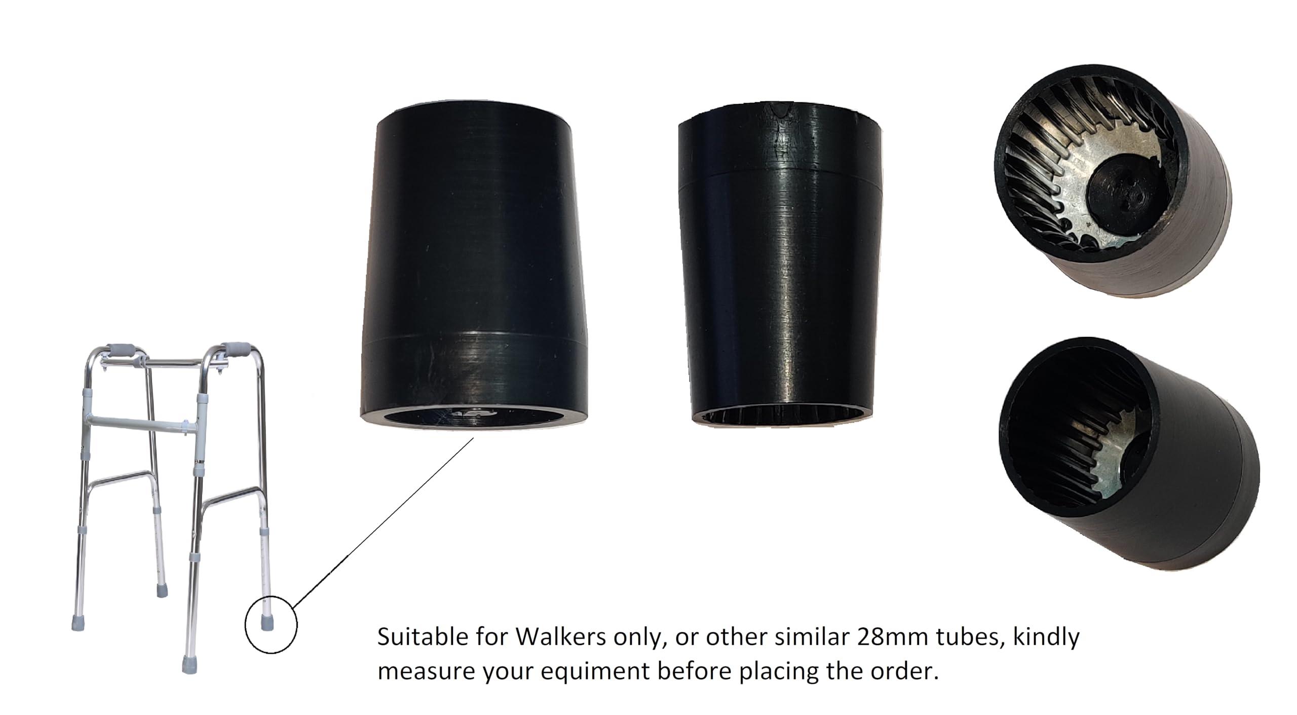 Aaram Aaram Rubber Ferrule Shoes, 28mm Replacement Rubber Ferrule Shoes for Walker, patient medical walker, Rubber Ferrule Shoes with Metal Inserts, Durable Rubber Ferrule Shoes for Walkers, Eco-Friendly Ferrule Tips for Mobility Aids