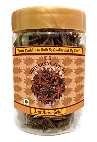 T.S. Universal T.S. Universal Star Anise Gold/Whole Chakri Phool Spices/Khada Masala For Cooking/Whole Freshness Locked/Sabut Chakri/Badiyan Dried Chakra Jar/Organic Star Anise / 150Gm