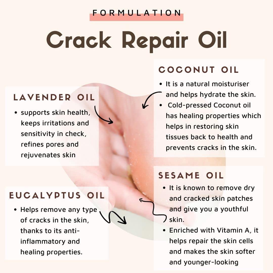 ESSENTIA EXTRACTS ESSENTIA EXTRACTS Crack Repair Oil - For Cracked Heels and Elbows, 100ml | A blend of Cold-Pressed Oils | 100% Natural, Pure,Not tested on Animals (200ml(100ml+100ml))
