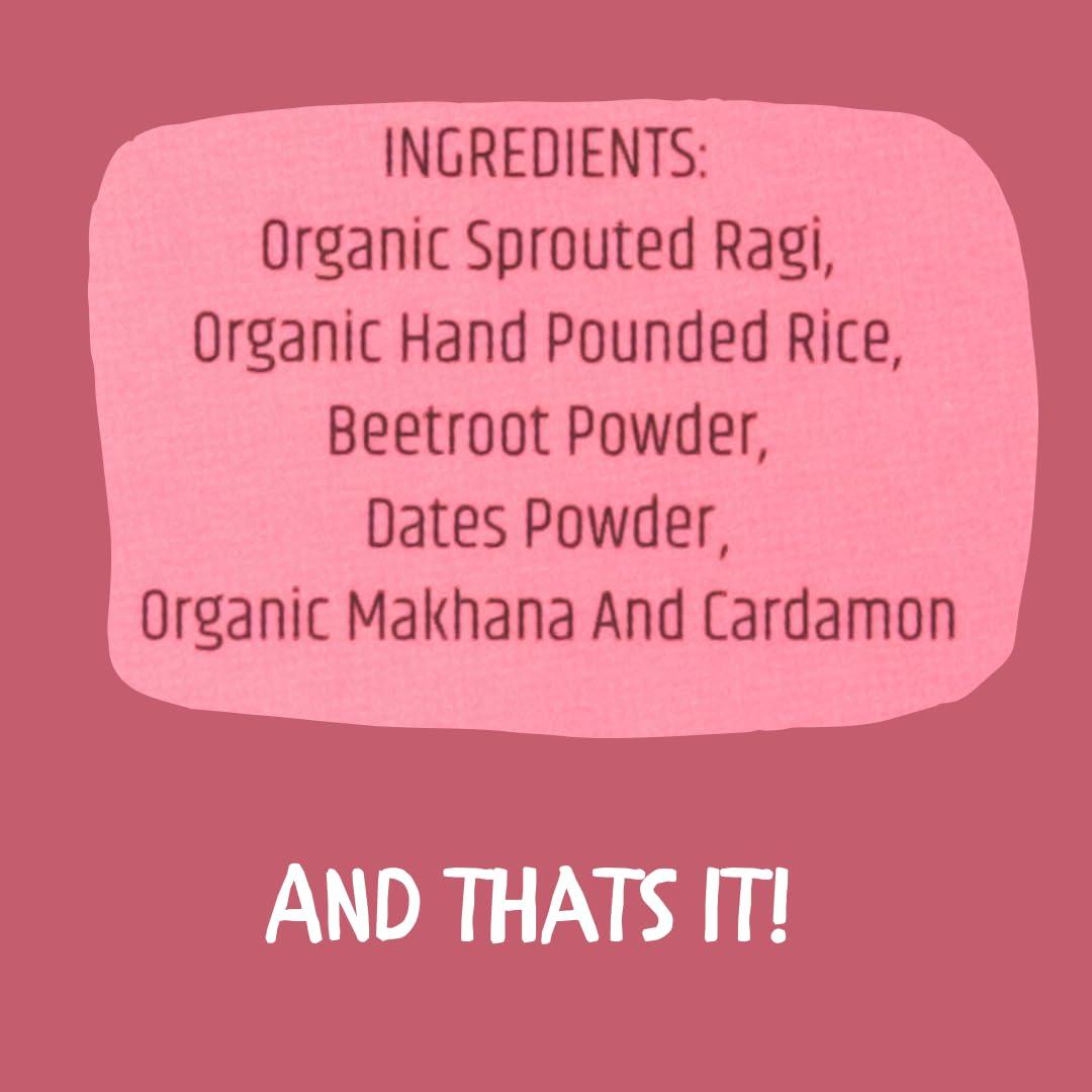 Daily NUM NUM Daily NUM NUM Organic Sprouted Ragi Beetroot Porridge | No Salt, No Sugar Ragi Cereals | Sprouted Healthy Beetroot Baby food cereal | No Milk Powder | 200g pack