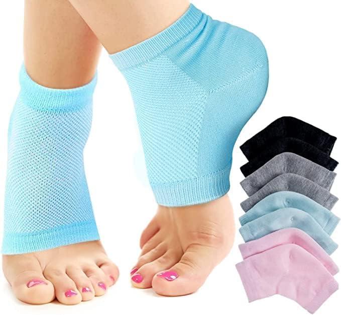 Kleva Kleva Heel Pain Relief Silicone Gel Pad Heel Protector Socks with Spa Botanical for Men and Women Cotton Socks (Multicolor)