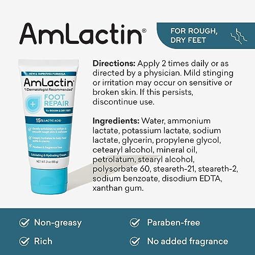 Generic AmLactin Foot Repair Foot Cream Therapy, Foot Cream for Dry Cracked Heels - 3 Oz Tube