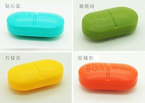 GLIVE (LABEL) GLIVE (LABEL) Portable 6-Slot Capsule Shape Pill Medicine Storage Pill Box Organizer Box for Pills/Vitamin/Supplements (1)