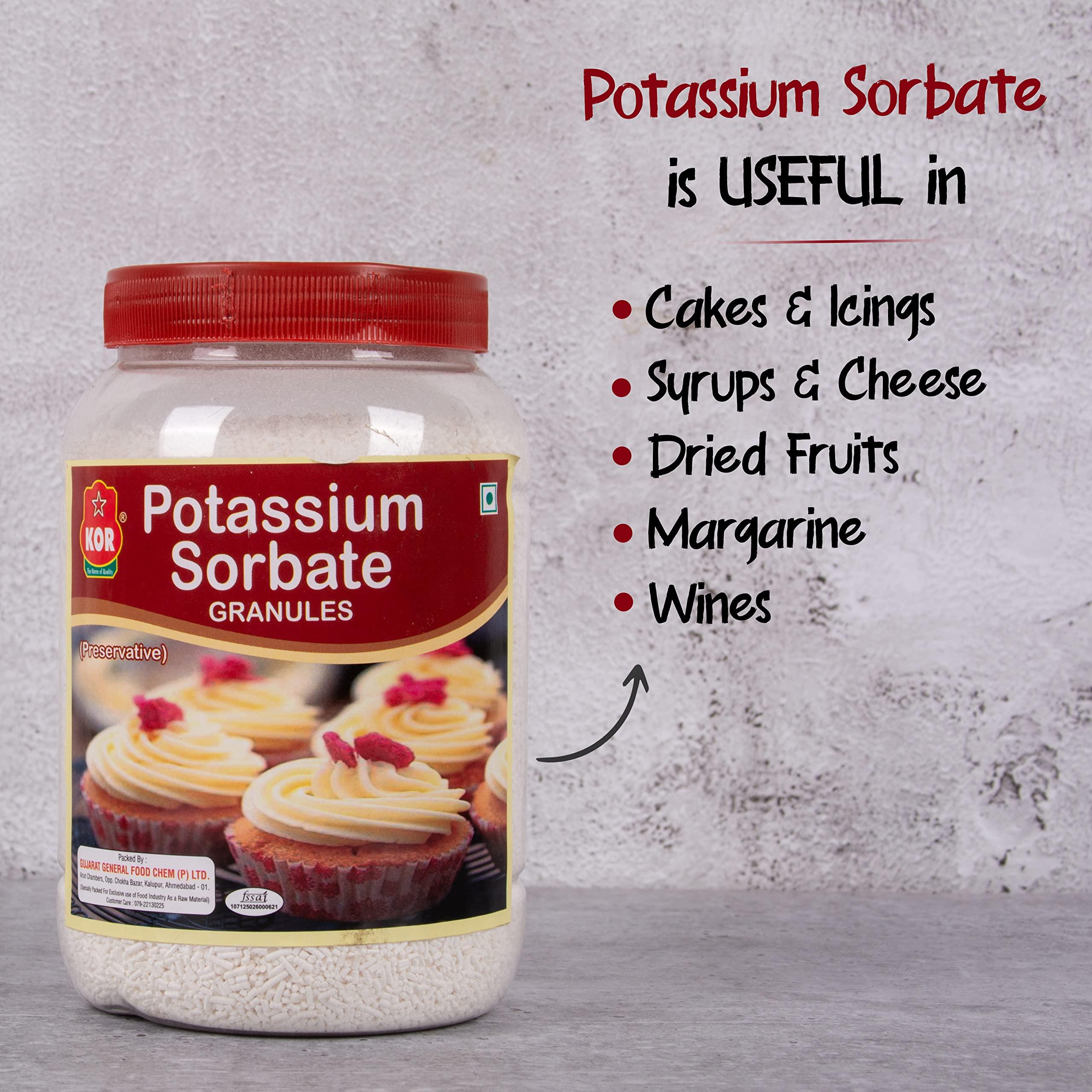 KOR KOR Potassium Sorbate Granules - 400gm Preservative for Food Products, Ideal for Home Canning, Baking, and Beverage Production - Pack of 2