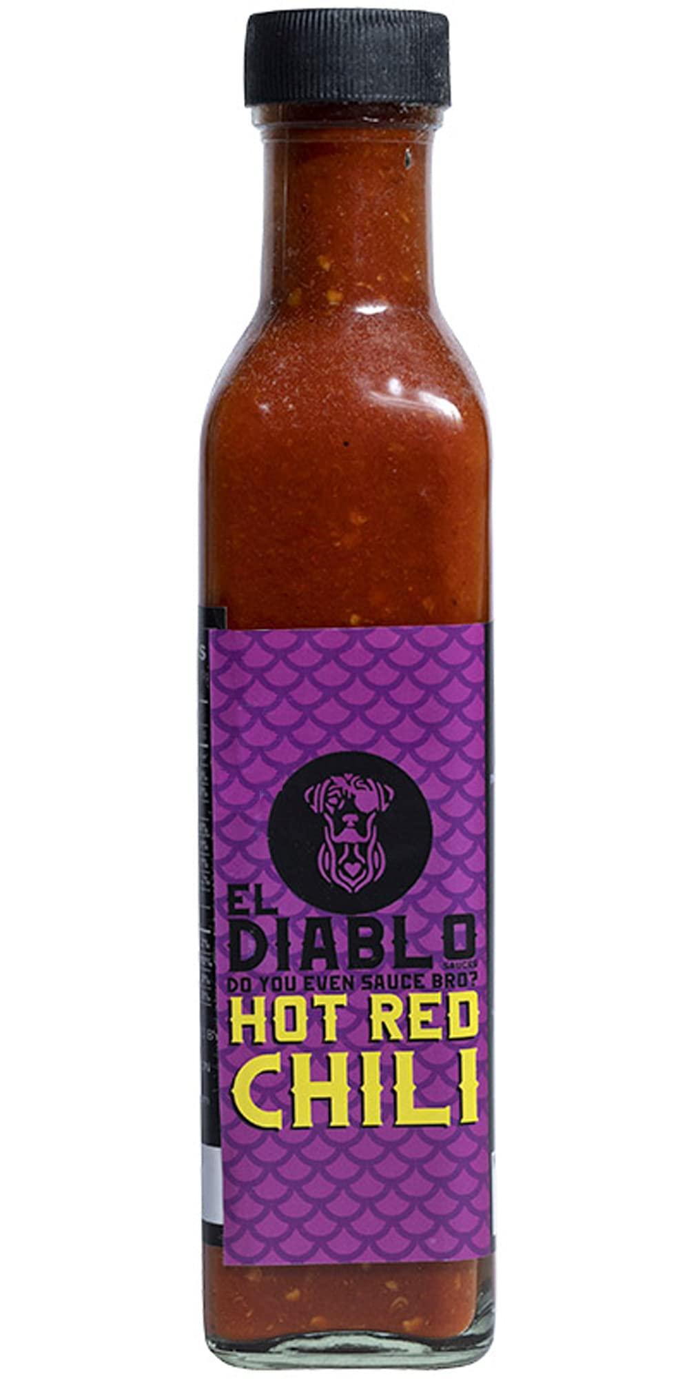 El Diablo Sauces EL Diablo Hot Red Chili Sauce Premium Gourmet Gluten Free Fresh Natural Ingredients 100% Vegan Momos Fried Rice Hakka Noodles Flavor Hot Chilli Spicy Sauce 240g Bottle