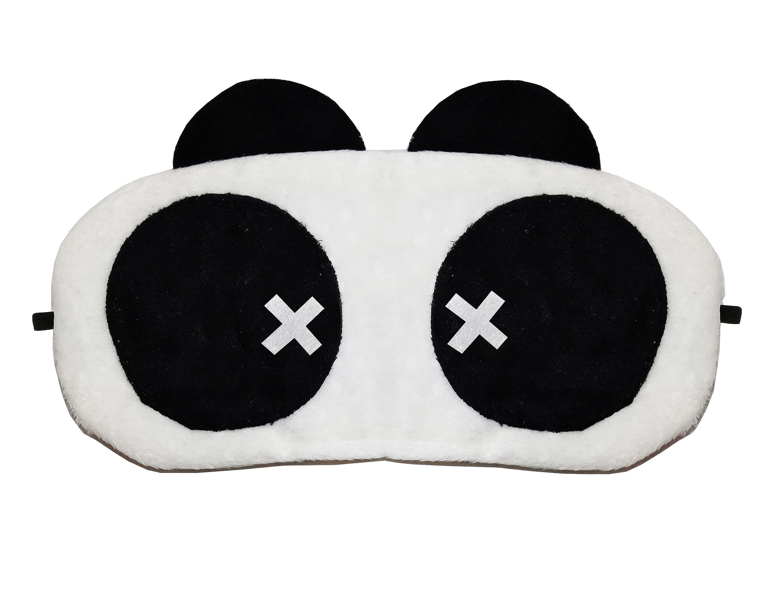 Nitsha NItsha Cross Cute Fur Panda Eye Blind Sleeping Eye Mask Slip Night Sleep Eye White and Black Super Soft & Smooth Travel Masks for Men Women Girls Boys Kids (Panda)