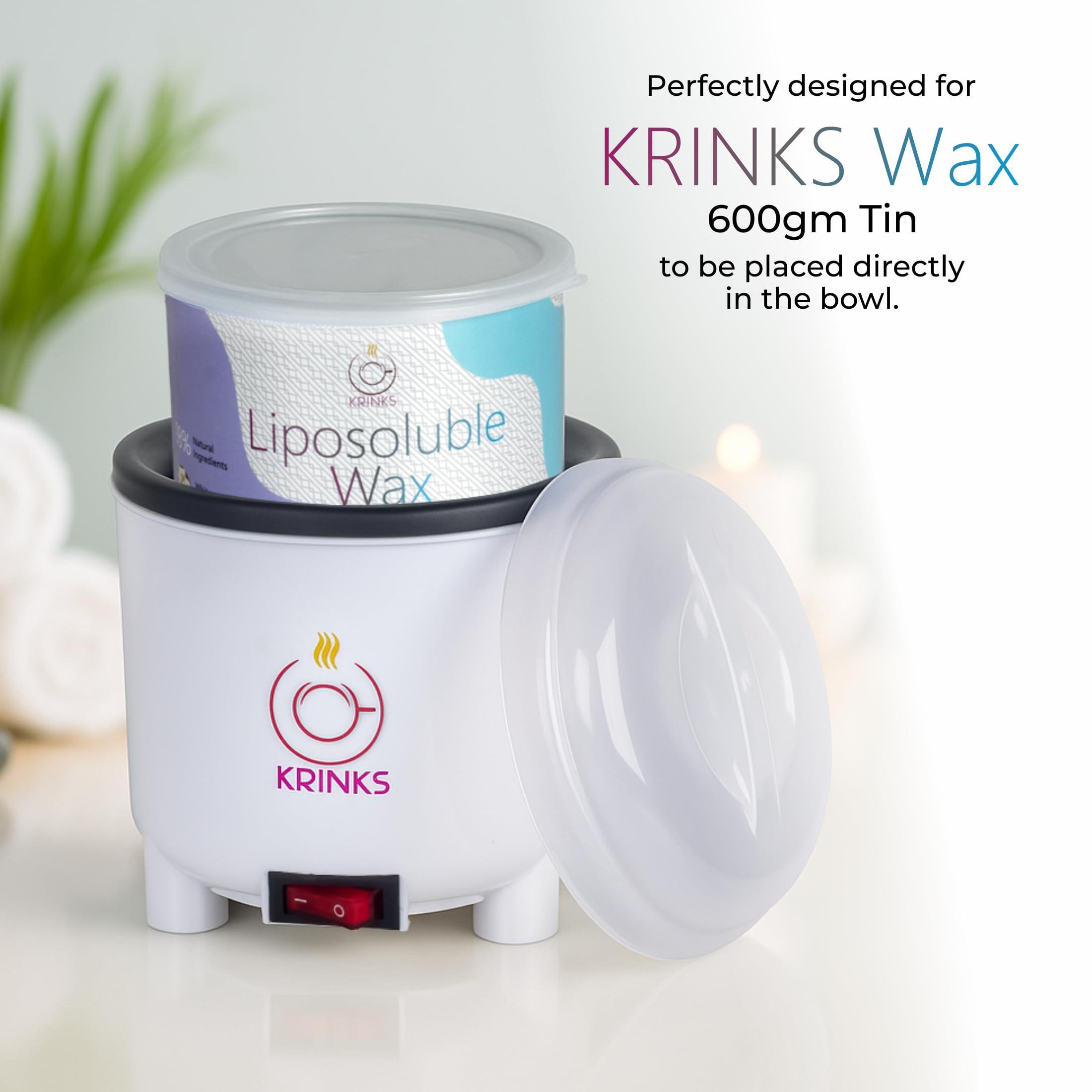 KRINKS KRINKS Wax Heater for Waxing for Women with Wax Applicator for Women | Wax Machine for Waxing | Easy to Use | Made in India | White Color, Pack of 1 Heater and 1 Spatula