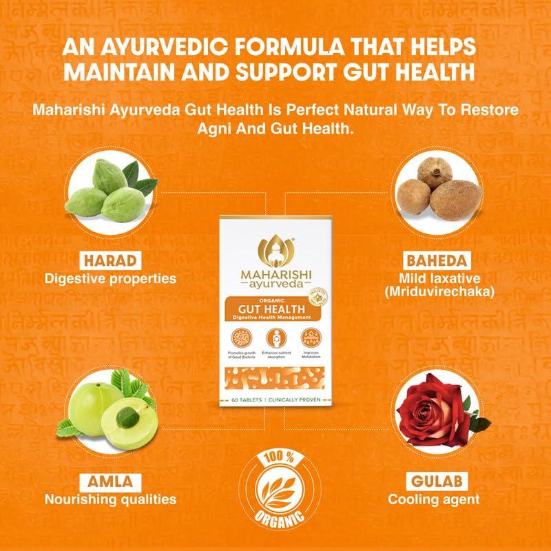 Maharishi Ayurveda Maharishi Ayurveda Gut Health Tablets - 100% Ayurvedic & Natural | Enhance Nutrient Absorption & Digestion | For Overall Gut Health | 60 Tablets (Pack of 3)