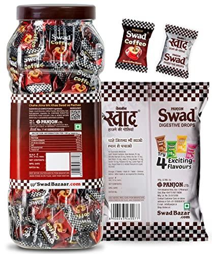 Swad Swad Coffee Candy 200 Toffee Jar(Made with Strong Kopiko Coffee Beans) & Swad Original 50 Toffee Pack, 2 units