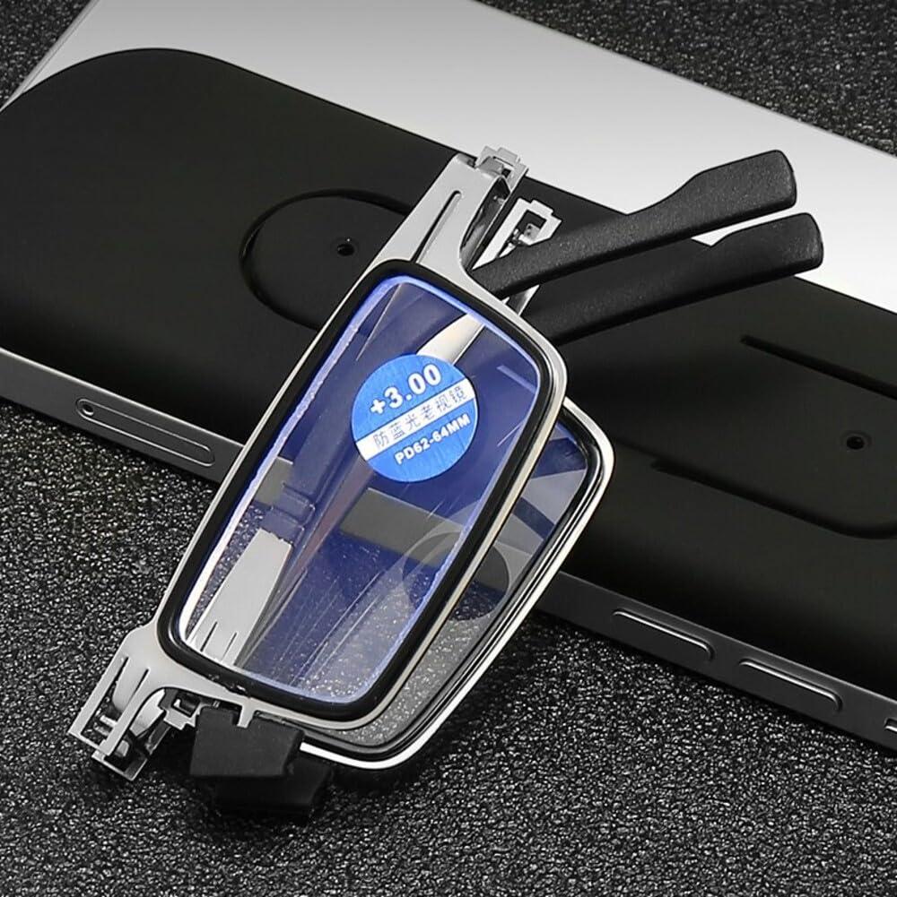 iMagfy iMagfy Foldable Stylish Blue Cut Anti Glare Reflection|Anti-Fatigue Reading Glassses for Men and Women with Free Lens Spray and ScrewDriver Keychain|Regular Comfort fit|Silver Color (+2.50)