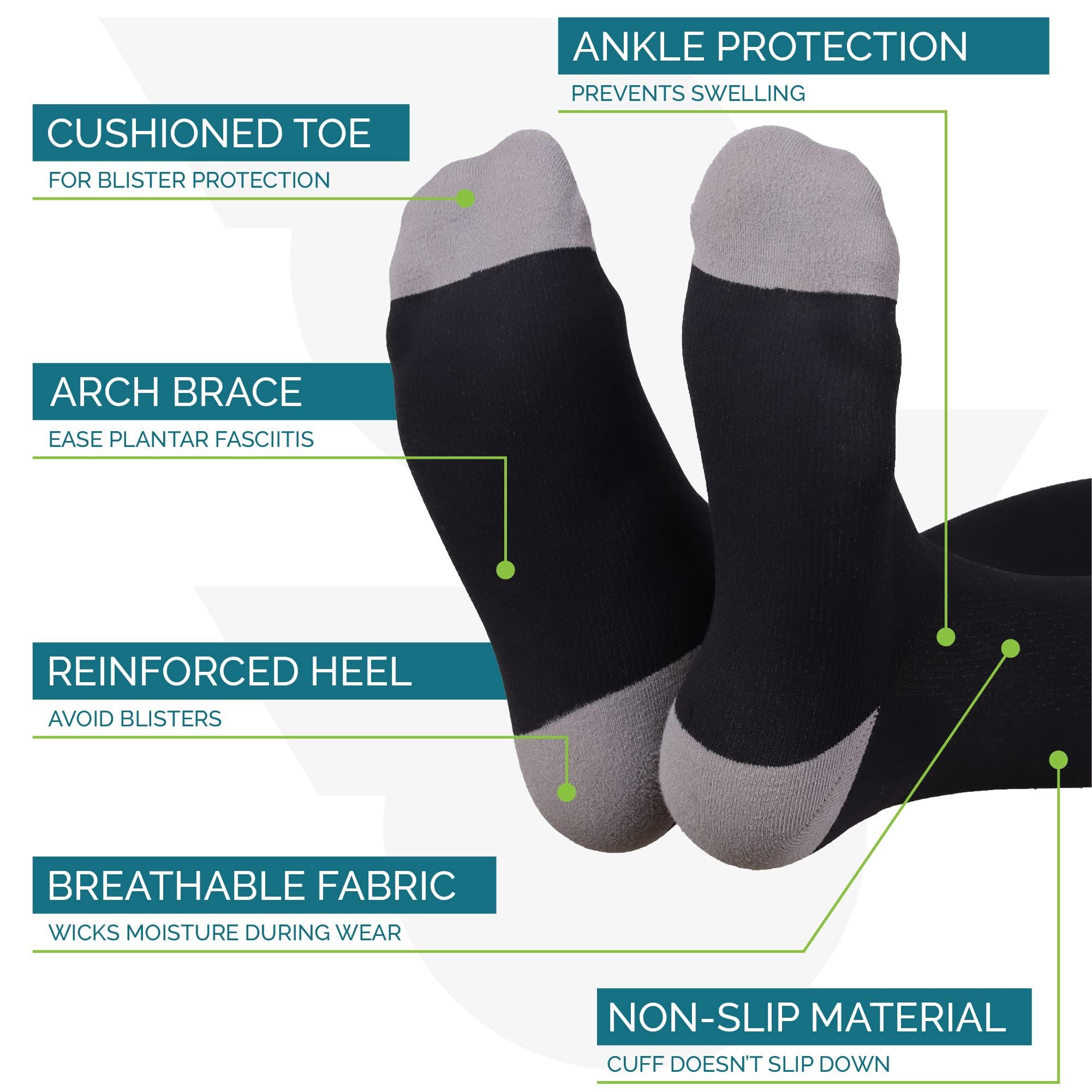 Run Forever Compression Socks for Men & Women 20-30mmHg Medical Grade Graduated Stockings (Black, Medium)