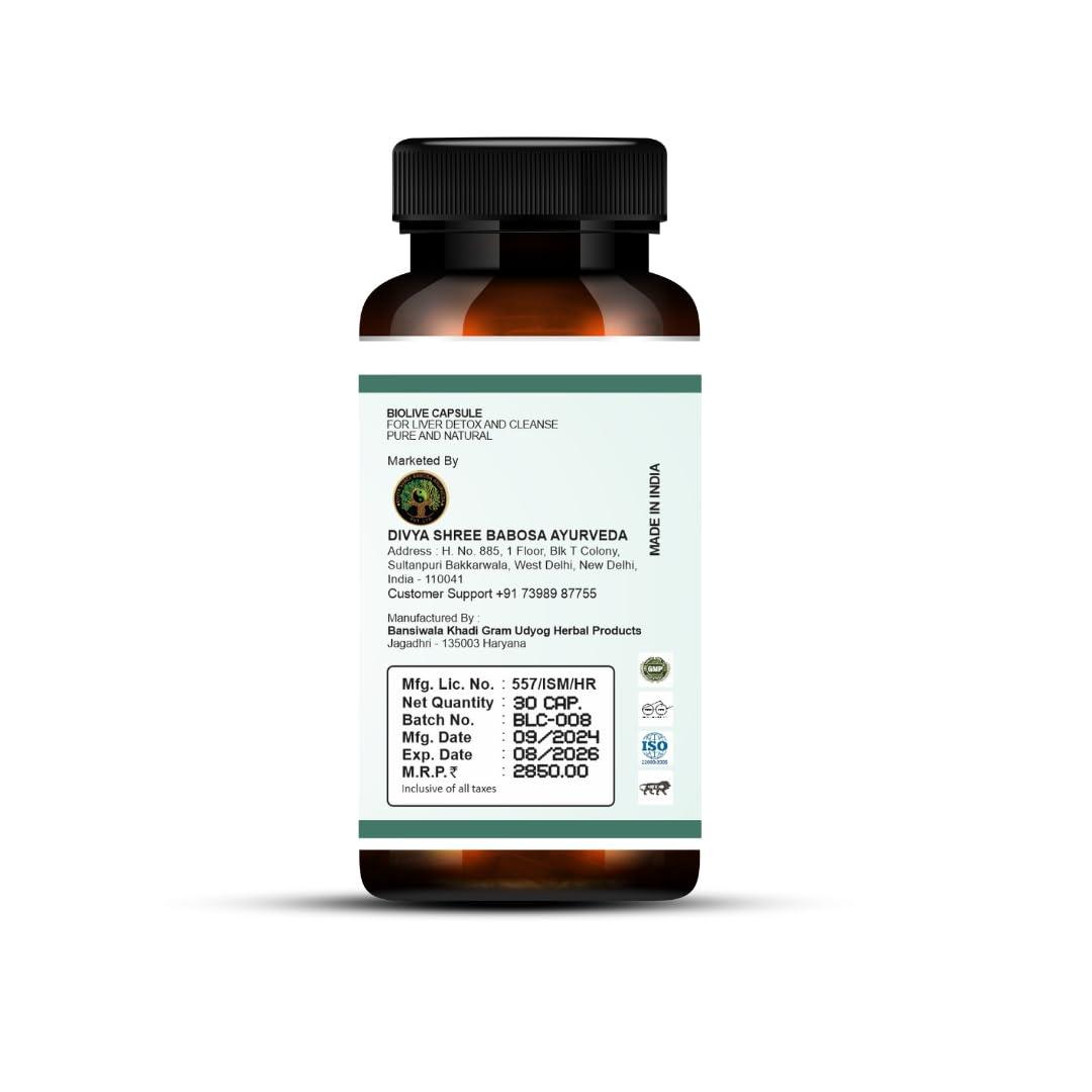 Bansiwala Khadi Gram Udyog Herbal Products jagadhr Liv Care BLOLIVE CAPSULE Plant Based Liver Support Supplement With Milk Thistle, Turmeric, Beetroot, Dandelion | Supports Digestion & Immunity | For Men & Women 30 Veg Capsule