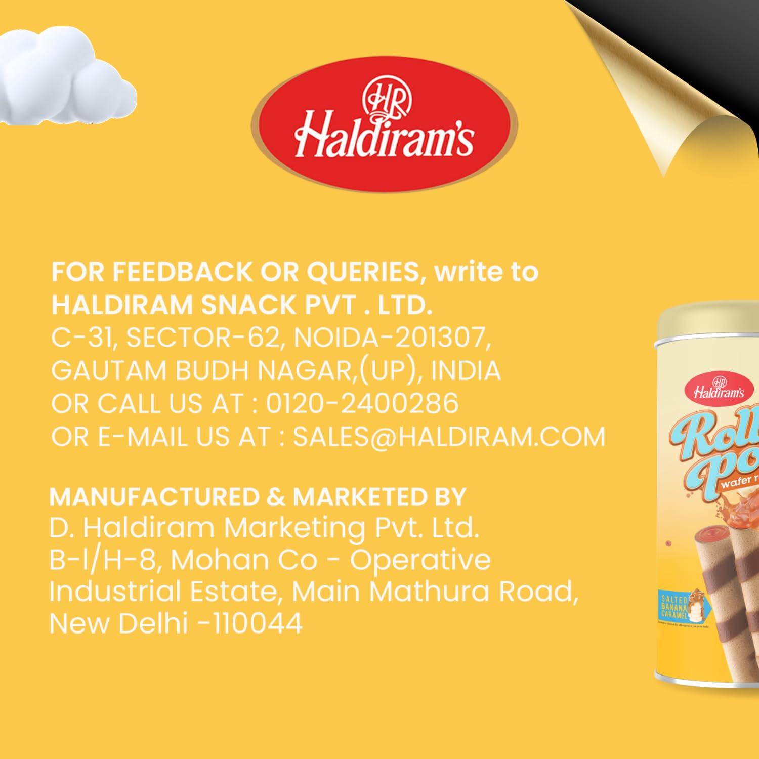 Haldiram's Haldiram\'s Roll Pole Salted Banana Caramel 150gm | Wafer Roll Sticks | Smooth Crunchy Snacks | Crackers | Sweet Treats for Kids | Rich and Creamy | Ready to Eat Snacks | Sweet Dessert