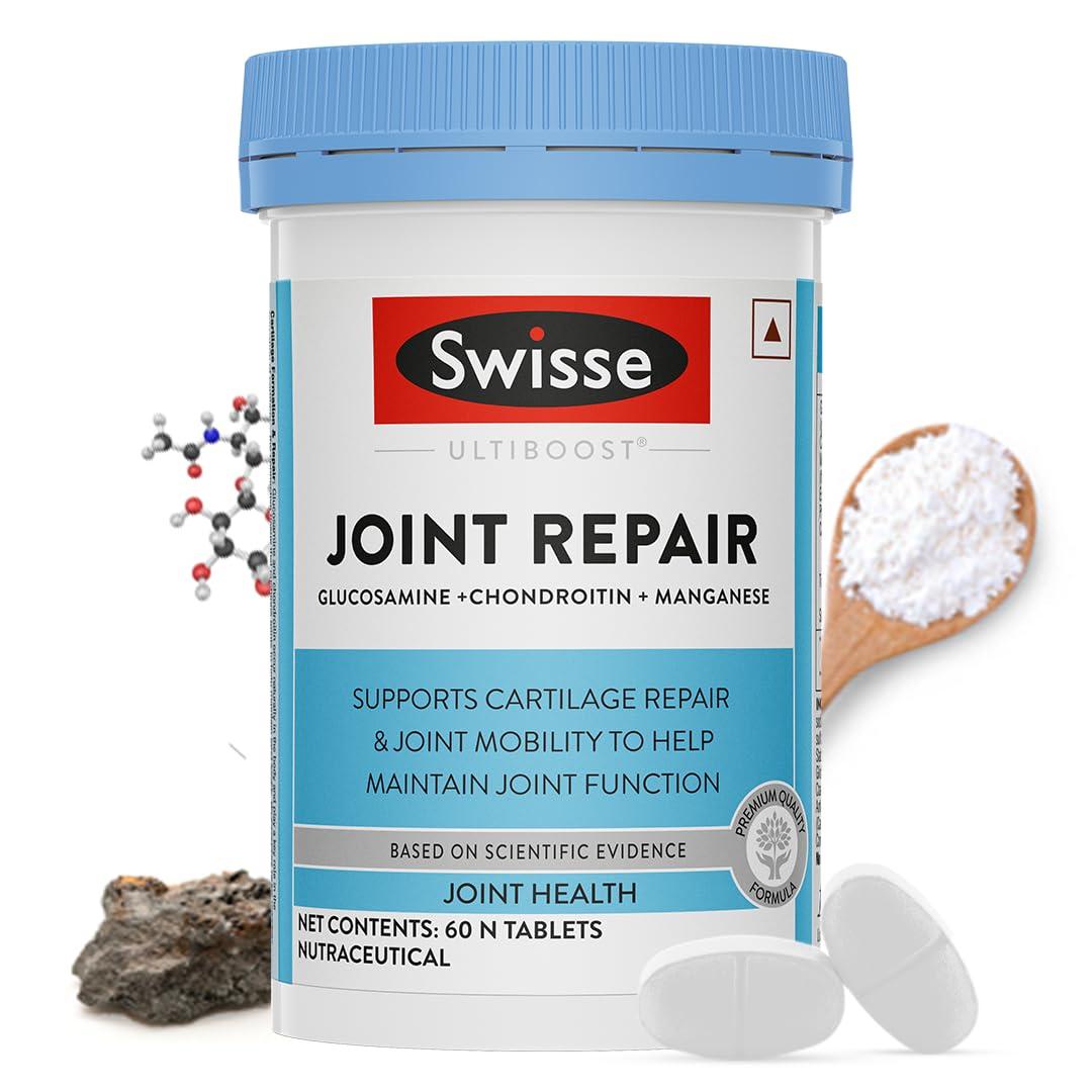 Swisse Swisse Joint Repair - Highest Glucosamine & Chondroitin Per Serving (3000mg Glucosamine, 1600mg Chondroitin) for Joint Pain & Cartilage Repair 60 Tablets