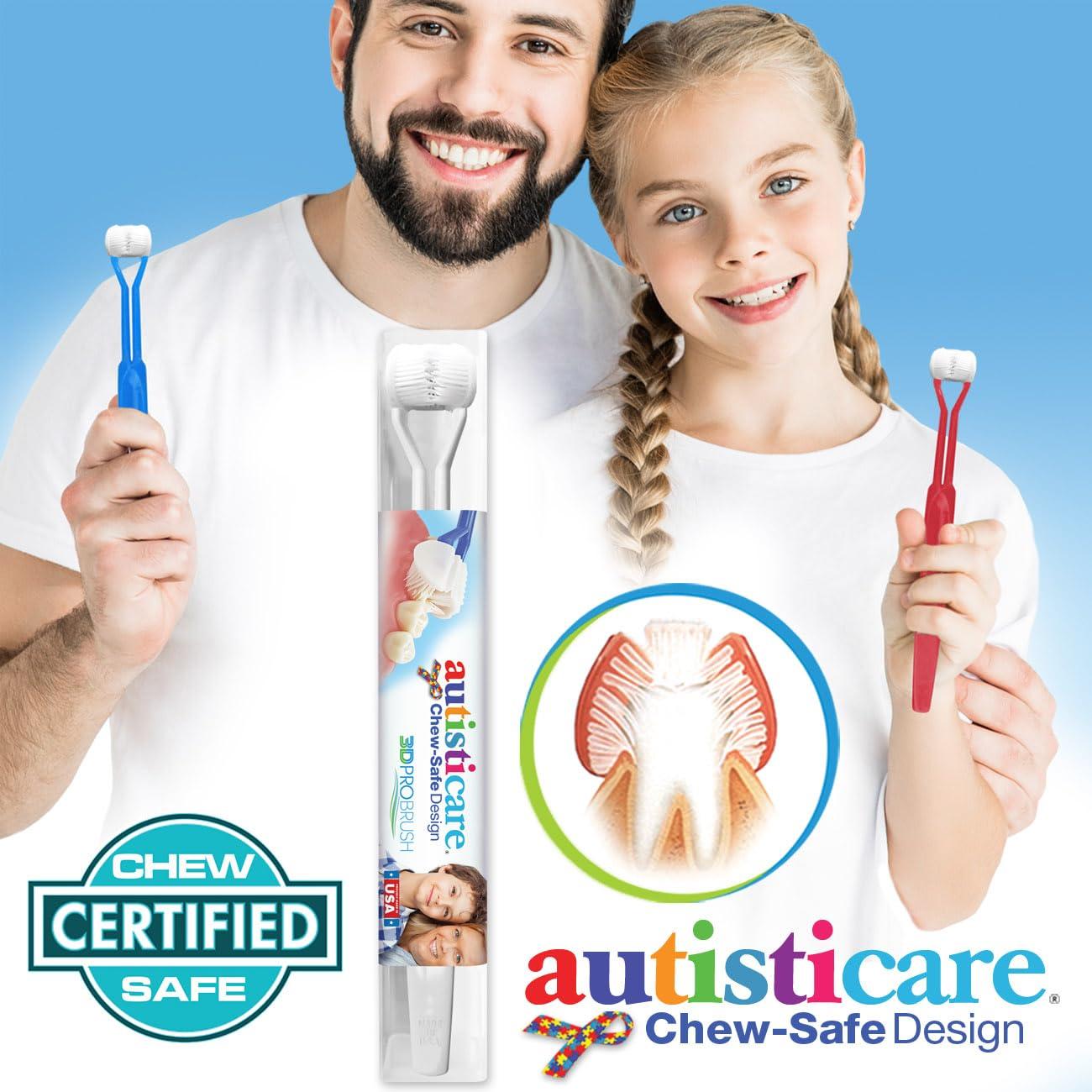 autisticare autisticare for Special Needs | The Only Child-Safe 3-SIDED Toothbrush | Made in USA | Fast, Easy & Clinically Proven | Autism ASD Autistic Asperger Therapy Parent Child Caregiver Tactile Sensory Calm