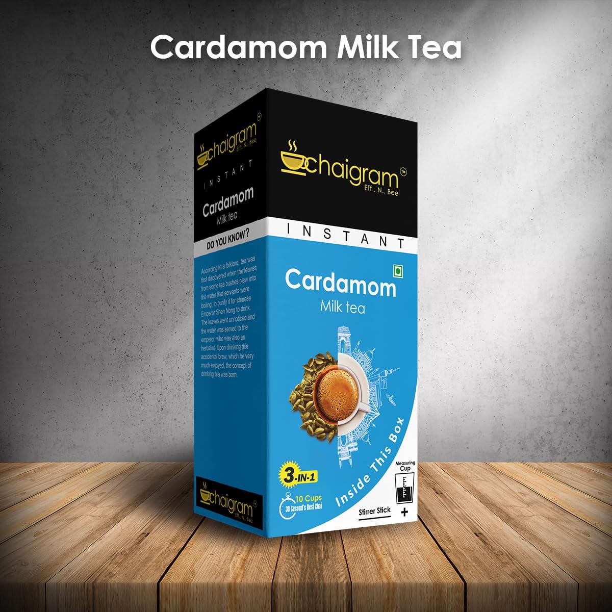 CHAIGRAM CHAIGRAM Cardamom Tea & Lemongrass Tea Instant Tea Premix (10 Sachets each pack, 10 x 14g =140g) Pack of 2