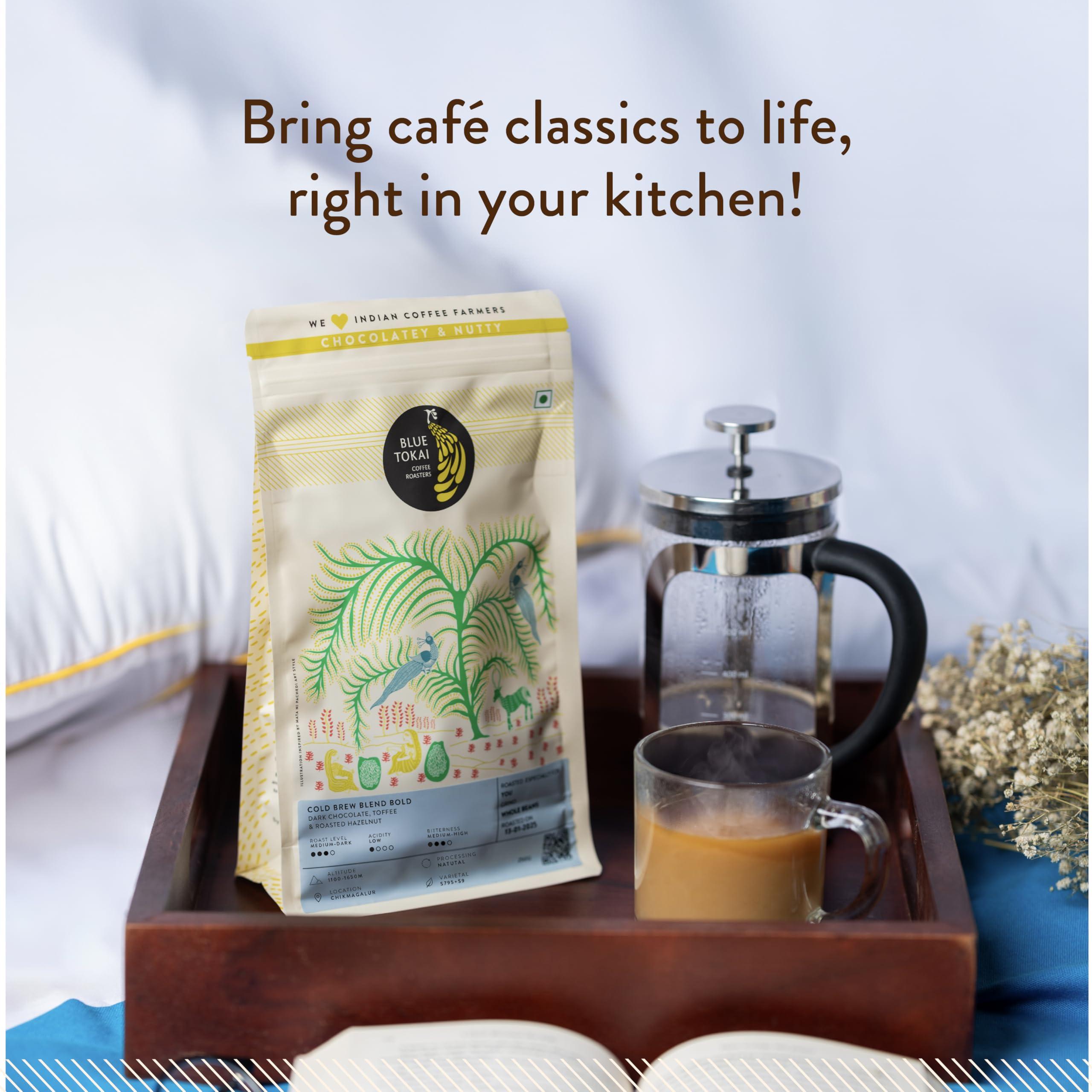 Blue Tokai Coffee Roasters Blue Tokai Coffee Cold Brew Blend Bold - Medium Dark Roast (Whole Bean) 500 g | Made with 100% Specialty Grade Arabica Freshly Roasted Coffee Beans