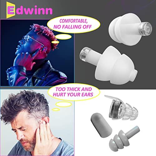 EDWINN EDWINN High Fidelity Earplugs - Invisible Hearing Protection Ear Plugs for Concerts, Musicians, Motorcycles, Work, Airplanes - Reusable Noise Reduction Ear Plugs for Noise Sensitivity Conditions