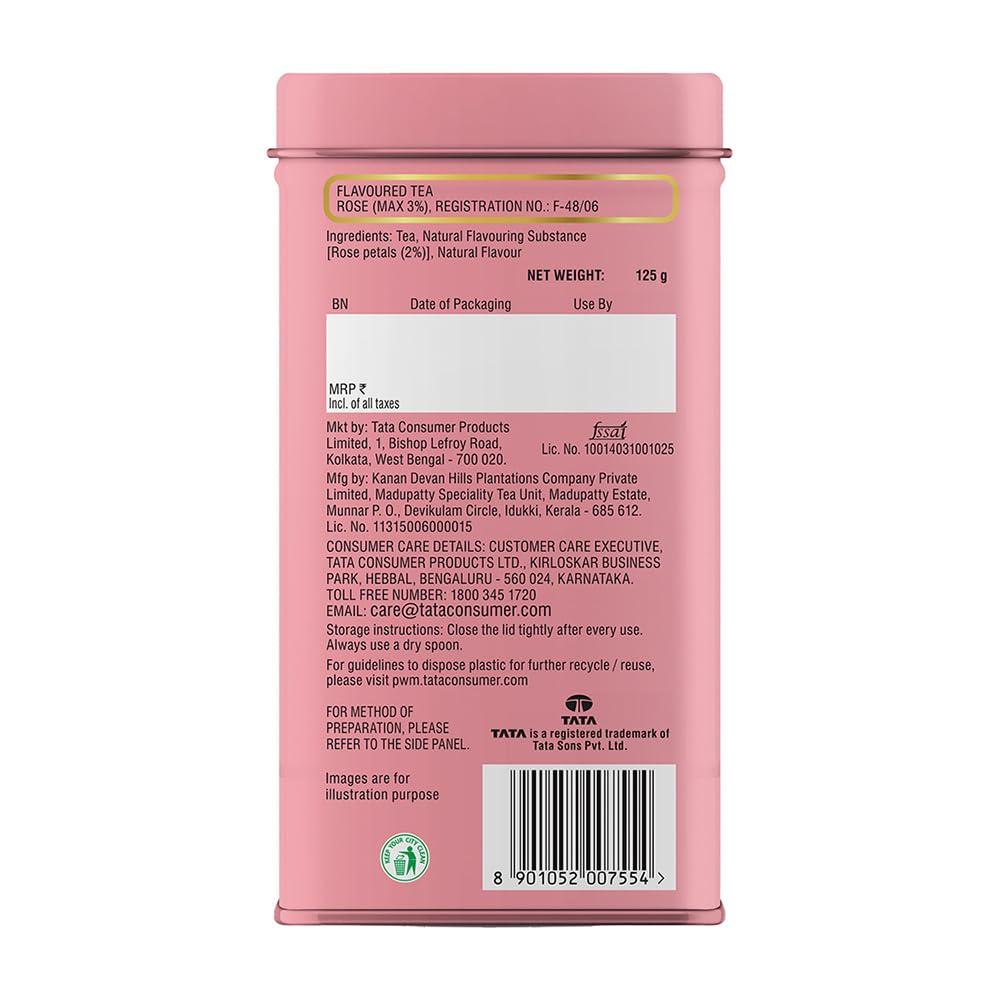 Kanan Devan Kanan Devan Tata Tea, Premium Black Tea, With Natural Rose Petals, From The Hills Of Munnar, Flavoured Tea, 125G - Granule