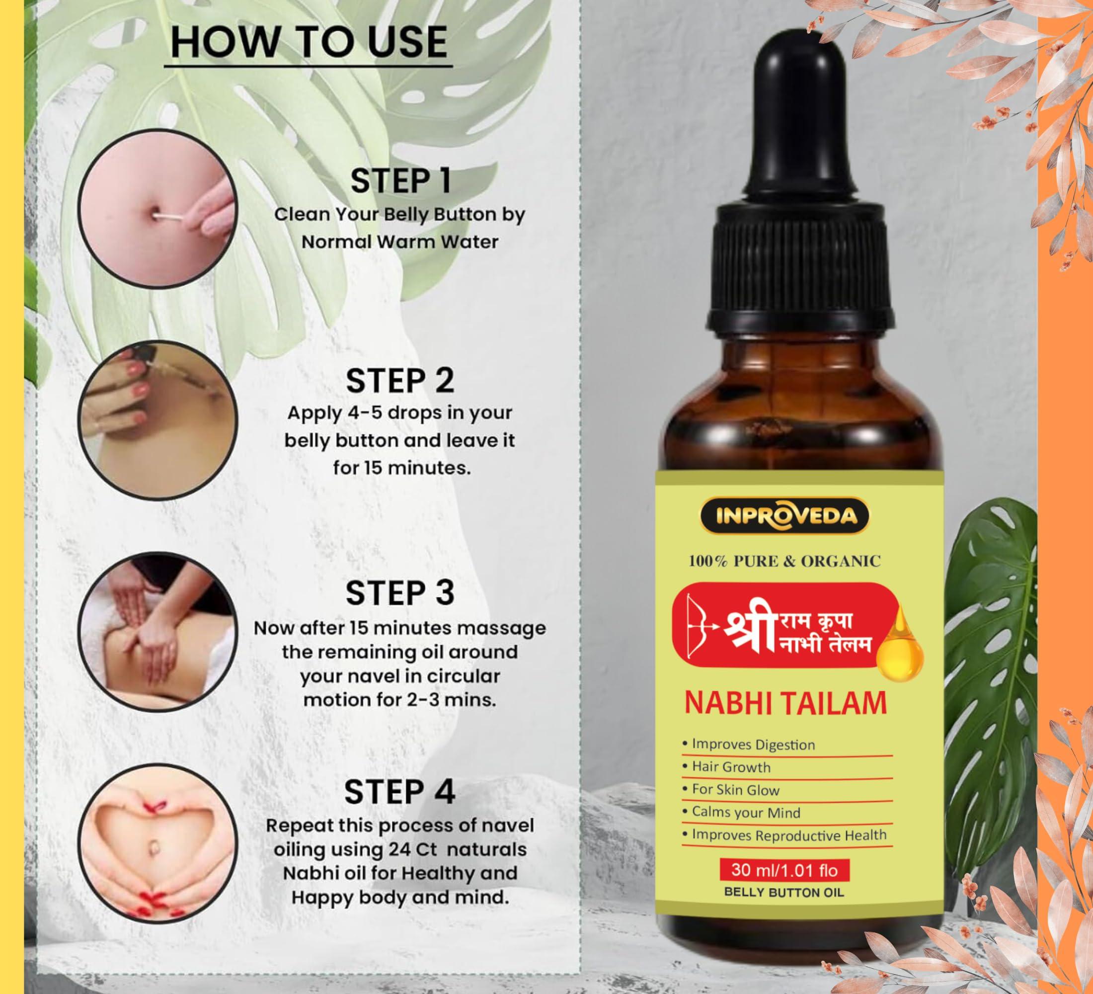 INPROVEDA Inproveda Sri Ram kripa Nabhi Tailam 30ml (Pack of 1) | Ayurvedic Multi Benefit Nabhi Oil | Belly Button oil for Skin & Hair | Nabhi Oil ayurvedic for Health and Beauty |   1 X 30ml