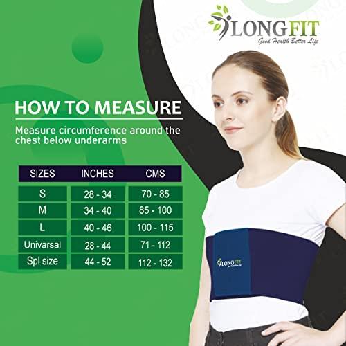 Longfit Longfit Rib Belt Elastic Chest Wrap Injury Binder Compression & Support for Men & Women Back & Abdomen Support (L, Blue)