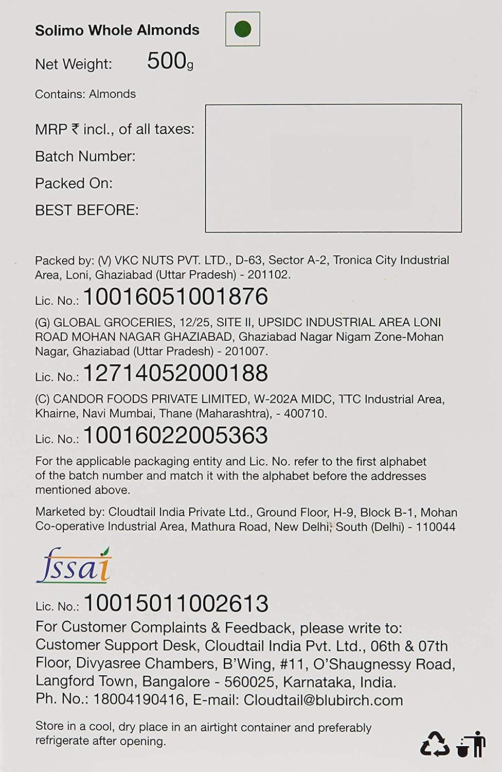 Amazon Brand - Solimo Amazon Brand - Solimo Premium Almonds, 500g + Amazon Brand - Solimo Premium Walnut Kernels - Broken, 500g