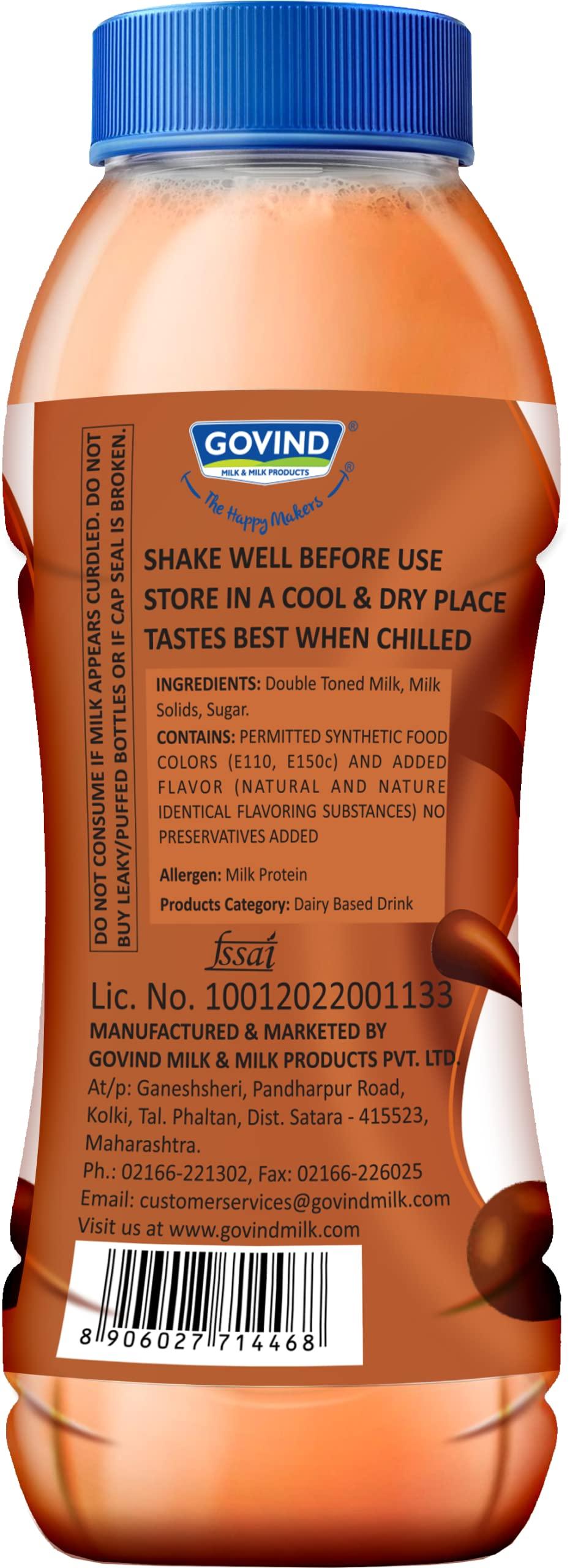 GOVIND MILK & MILK PRODUCTS Govind Funzz Flavoured Milk with Three Flavours - Butterscotch, Chocolate, Mango. 200ml Each, Pack of 12.