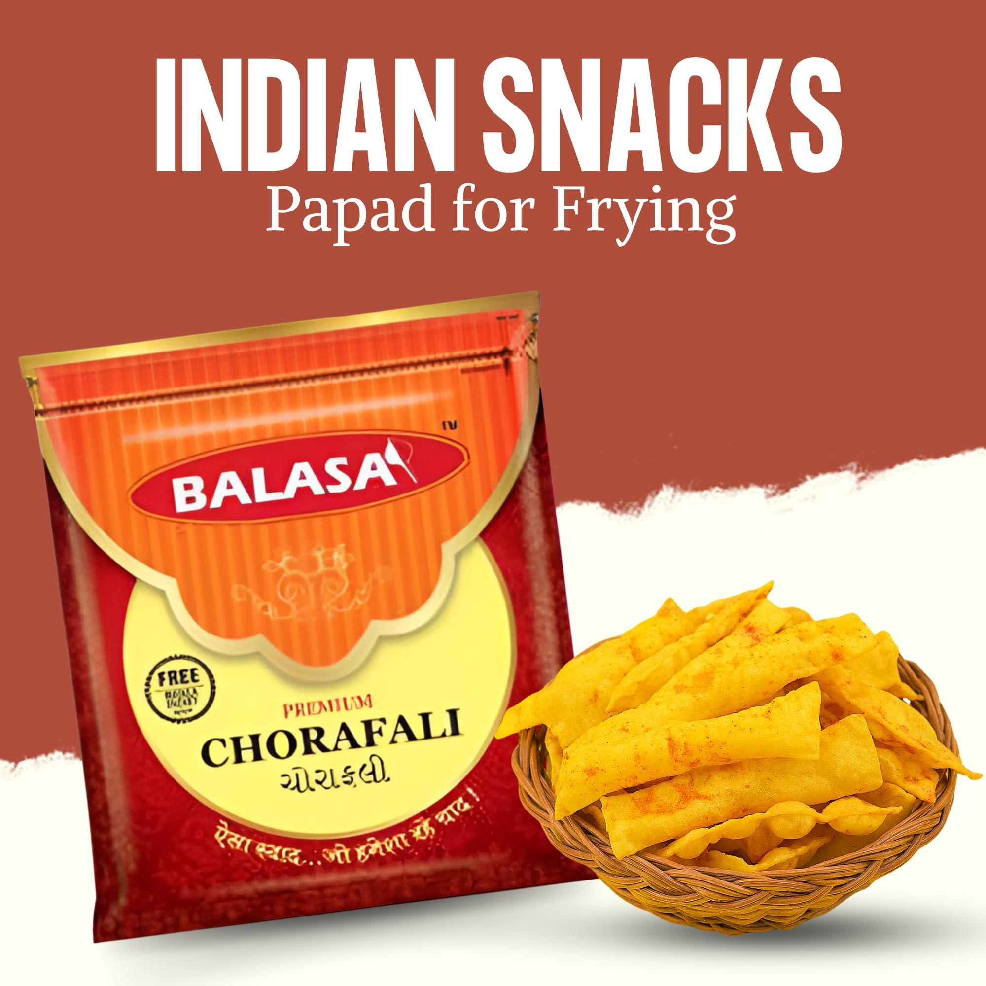 Balasa Balasa Chorafali + Mathiya + Fafda Papad 600 Gms - COMBO (Pack of 3) Indian Snack Papad/Pappadam/Appalam