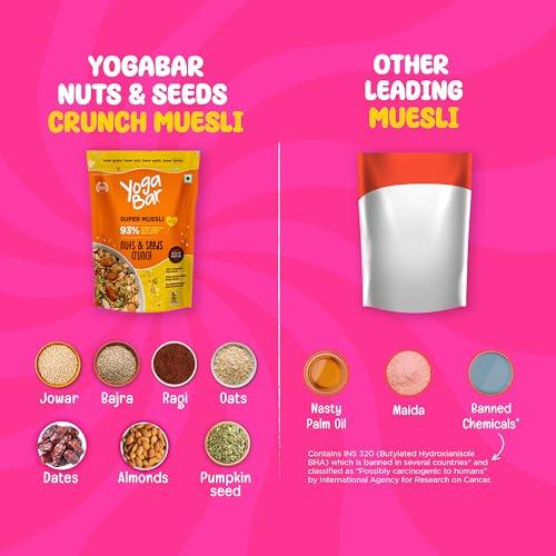 Yogabar Yogabar Nuts & Seeds Crunch Muesli, Super Save Pack, Wholegrain Breakfast, High Fiber Pouch (400 G)